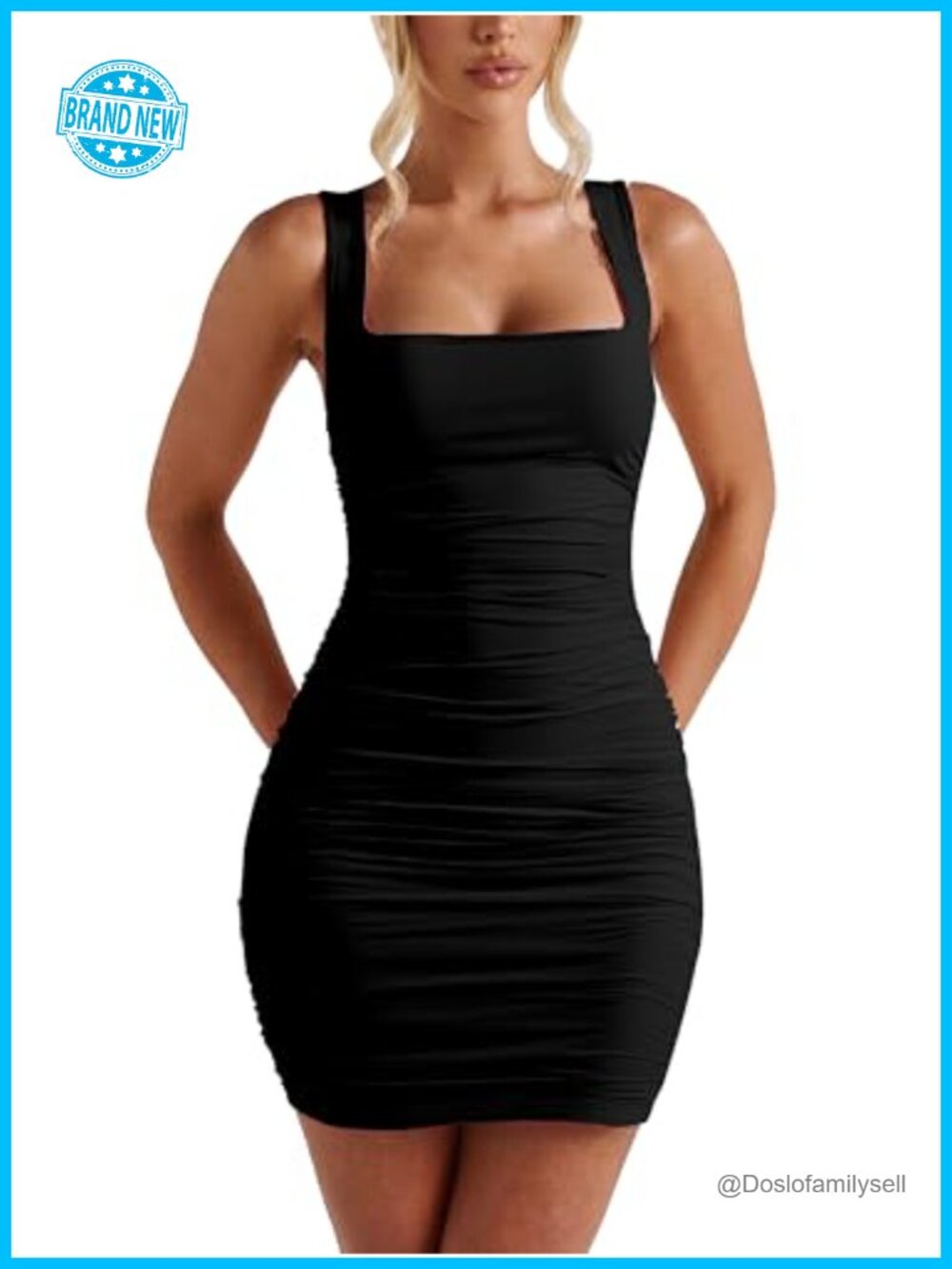 BORIFLORS Women's Sexy Bodycon Corset Mini Dress Mesh Square Neck Party Club